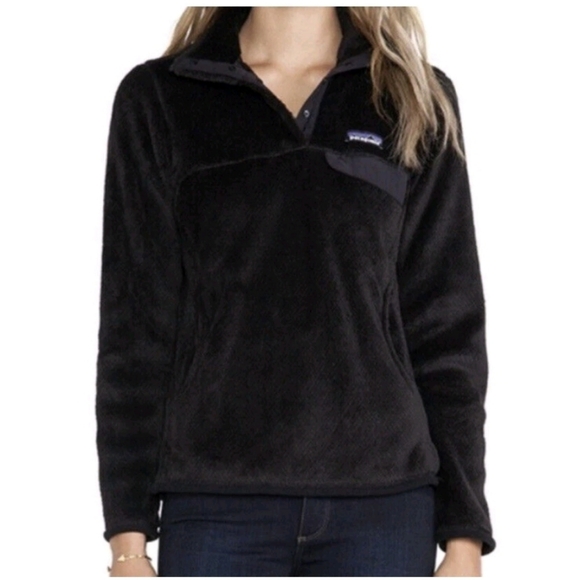 Patagonia Women's Re-Tool Snap-T Pullover Size Medium Black Fleece Jacket - Picture 1 of 4